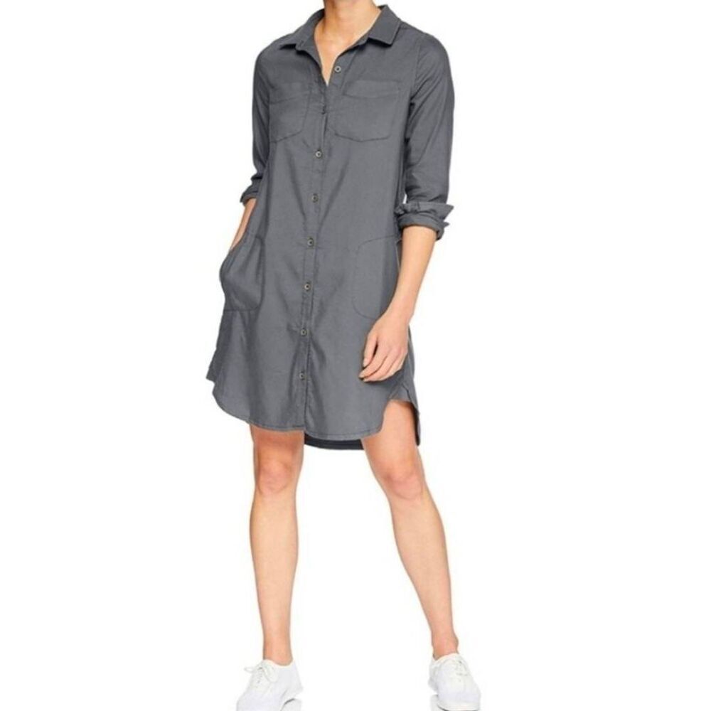 đ¸ď¸PranaâGray Yarrow Buttoned Long Sleeve Shirt Dress Small